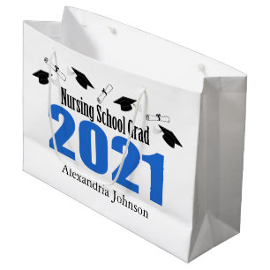 Nursing School 2021 Abschluss Gift Bag (Blue Cap) Große Geschenktüte