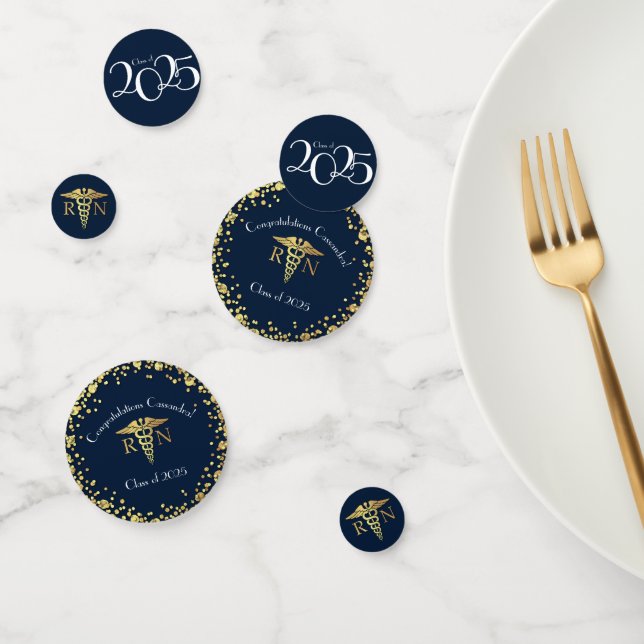 Nursing School Abschluss Navy Blue Gold Konfetti (Gruppe)