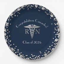 Nursing School Abschluss Navy Blue Silver