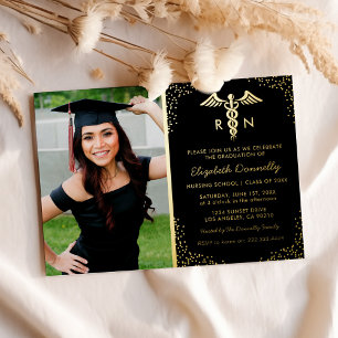 Nursing School Foto Graduation Party Real Gold Folieneinladung