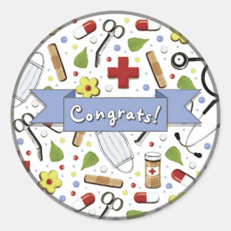 Nursing School Graduation Congrats Runder Aufkleber