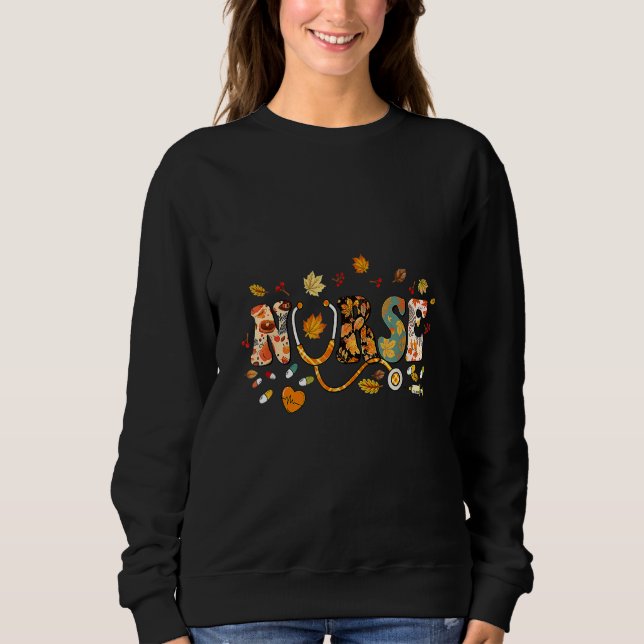 Nursing Thanksgiving Day Stethoscope Fall Nurse Co Sweatshirt (Vorderseite)