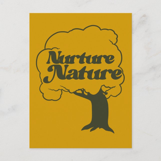 Nurture Nature Retro Tree Hugger Postkarte (Vorderseite)