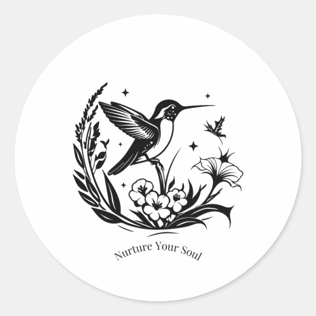 Nurture Your Soul Botanical Line Art Runder Aufkleber (Vorderseite)