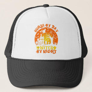 Nurve by Day Hexe by Night Halloween Pumpkin Spic Truckerkappe