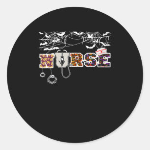Nurve Halloween Shirt Geschenk mit Kürbisboospinne Runder Aufkleber