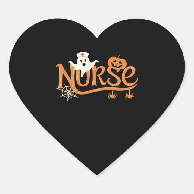 Nurween Niedlich Ghost und Pumpkin Essential T Herz-Aufkleber (Vorderseite)