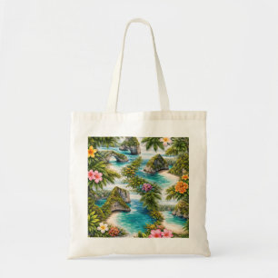 Nusa Penida Bali Tropische Klippenstrand Blumen Tragetasche
