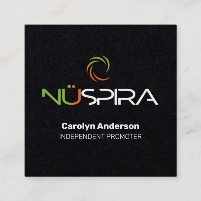 NuSpira Black Business Card Quadratische Visitenkarte (Vorderseite)