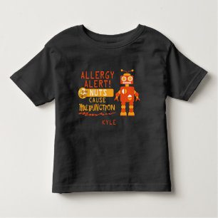 Nuss-Allergie-Alarm-orange Roboter-Jungen Kleinkind T-shirt