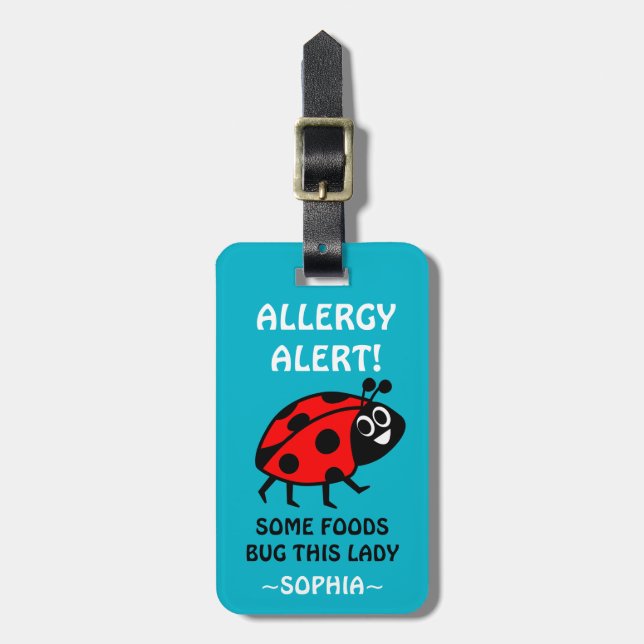 Nuss-Allergie-Marienkäfer-medizinischer Alarm Gepäckanhänger (Vorderseite vertikal)