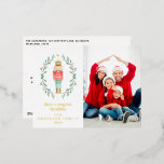 Nusscracker Wasserfarbe ein Foto Folien Feiertagspostkarte<br><div class="desc">Nutcracker Aquarell botanische niedlich Weihnachtsfeiertagsfolie Postcard.</div>