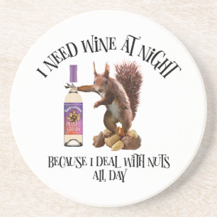 Nüsse den ganzen Tag - Funny Squirrel Wein Drinker Getränkeuntersetzer