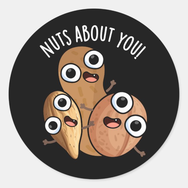 Nüsse über dich lustig Nut Puns Dark BG Runder Aufkleber (Vorderseite)