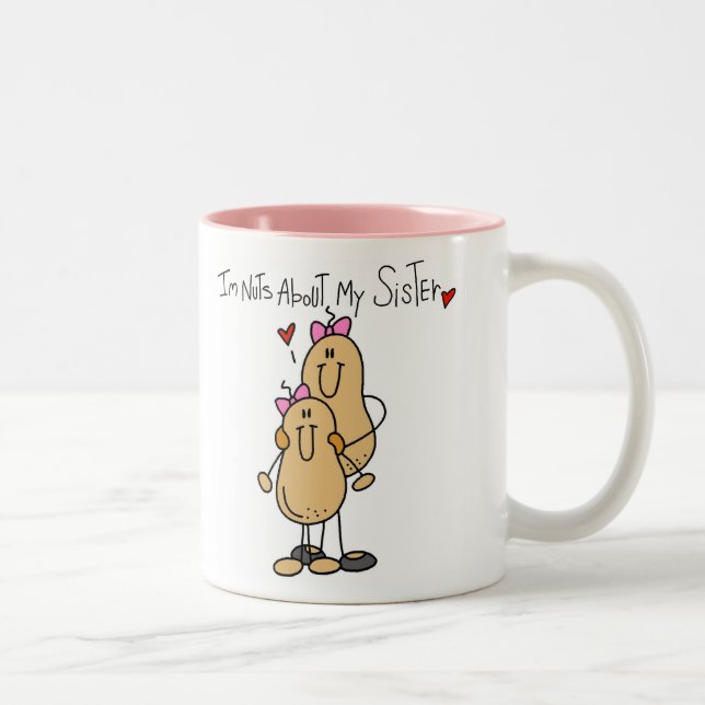 Nüsse über meine Schwester-Tasse Zweifarbige Tasse (Rechts)