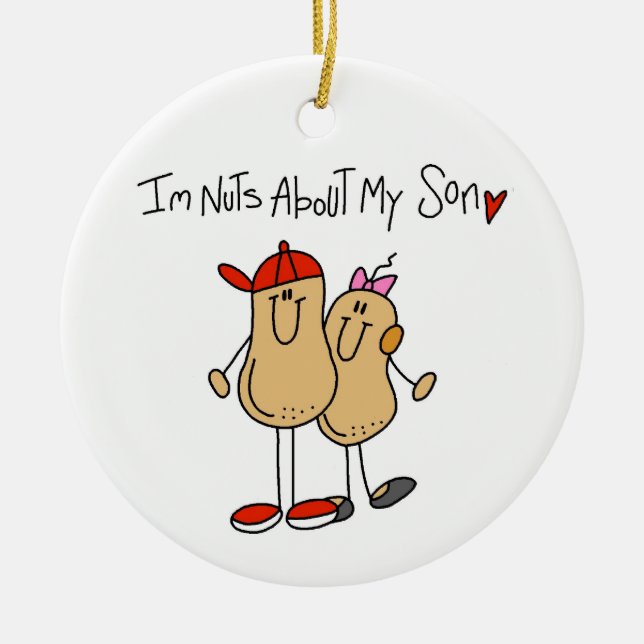 Nüsse über meine Sohn-T - Shirts und Geschenke Keramikornament (Vorne)