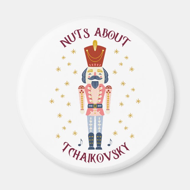Nüsse über Tchaikovsky Nutcracker Music White Magnet (Vorne)