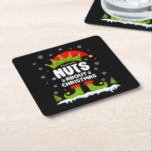 Nüsse über Weihnachten Funny Weihnachts Weihnachts Rechteckiger Pappuntersetzer