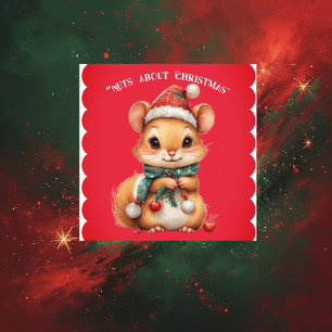 Nüsse über Weihnachten Spielendes Eichhörnchen Win Aufkleber