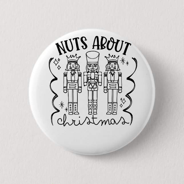 Nüsse über Weihnachten Weihnachts-Nutcracker Button (Vorderseite)