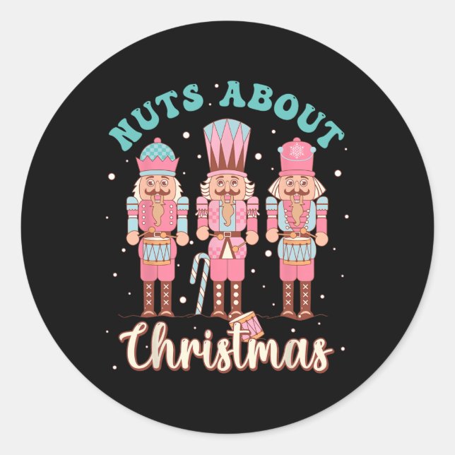 Nüsse über Weihnachtslustige Pastel Weihnachtsnach Runder Aufkleber (Vorderseite)