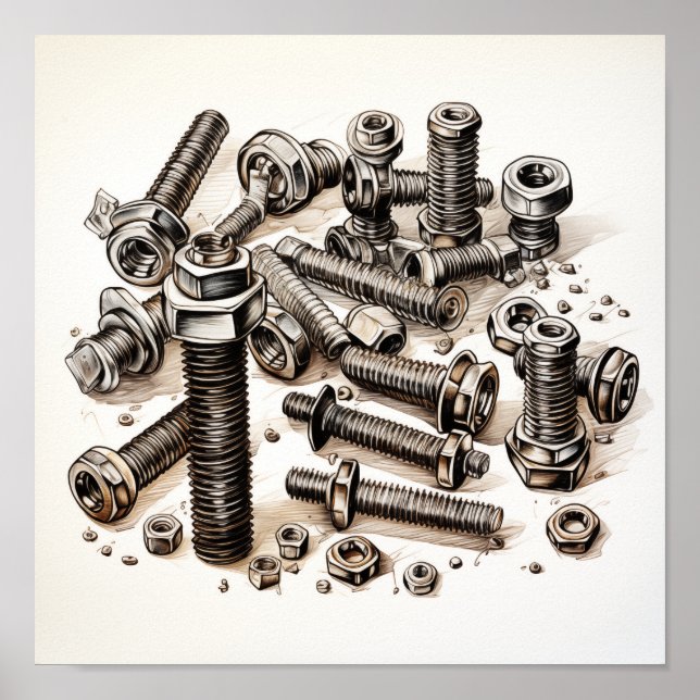 Nüsse und Bolzen-Poster Poster (Vorne)