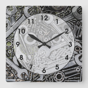 Nüsse - und - Bolzen Quadratische Wanduhr