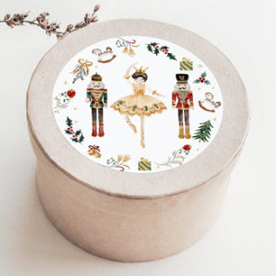 Nussknacker-Ballerina Rot Gold Kindergeburtstagsfe Runder Aufkleber