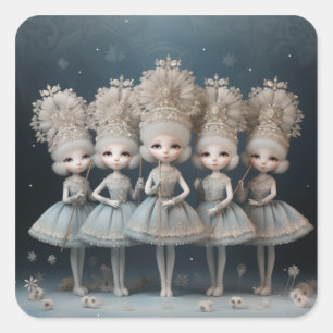 Nussknacker-Ballett Mode-Schneeblumen-Tänzer Quadratischer Aufkleber