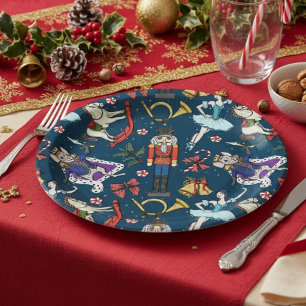 Nussknacker-Ballett-Weihnachten-Marine-Weihnachtsf Pappteller