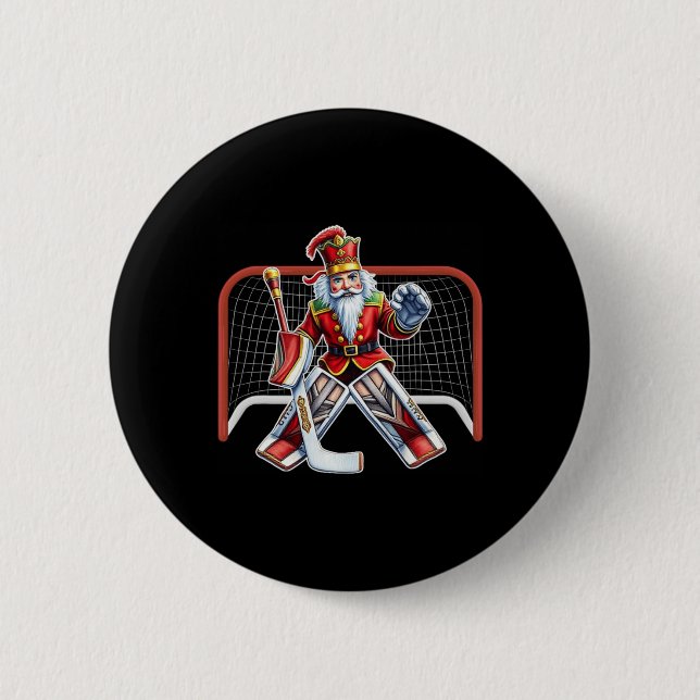 Nussknacker-Eishockey-Torhüter-Weihnachtskostüm Button (Vorderseite)
