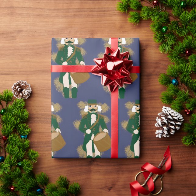 🎁 Nussknacker-Geschenkpapier Navy Blau & Gold 🎁 Geschenkpapier (Feiertagsgeschenk)