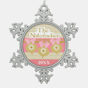 Nussknacker-Gold Schneeflocken Zinn-Ornament