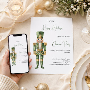 Nussknacker Grüne Minimalistische Weihnachtsfeier Einladung