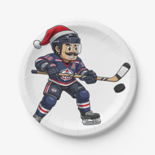 Nussknacker-Hockeysportler Winter Sport Weihnachte Pappteller
