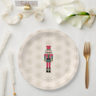 Nussknacker-Illustration Schneeflocken-Muster Pappteller