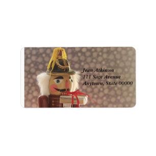 Nussknacker mit silbernem Geschenk Adressaufkleber