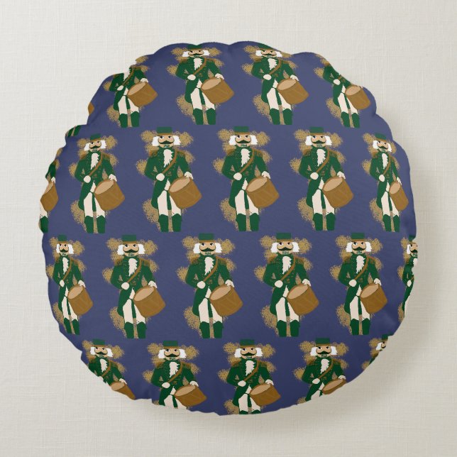Nussknacker Navy Blau Rundkissen Rundes Kissen (Vorderseite)