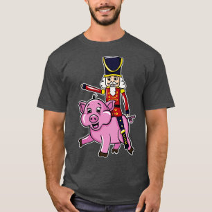 Nussknacker-Puppe reitet auf einem Schwein T-Shirt