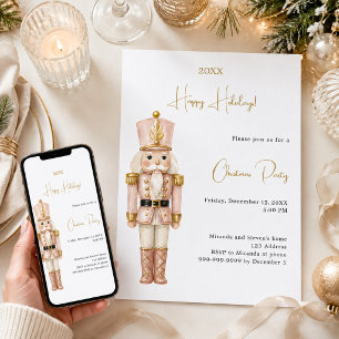 Nussknacker Rosa Minimalistische Weihnachtsfeier Einladung