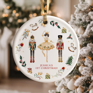 Nussknacker rot-goldene Ballerina erstes Weihnacht Ornament