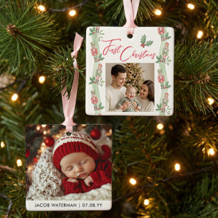 Nussknacker Rot Grün Baby Erstes Weihnachten Foto Keramikornament