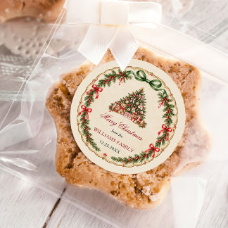 Nussknacker rote Schleife Weihnachtsfeier Runder Aufkleber