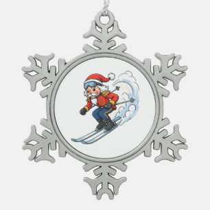 Nussknacker Skifahrer Weihnachten 2026 Urlaubsskif Schneeflocken Zinn-Ornament