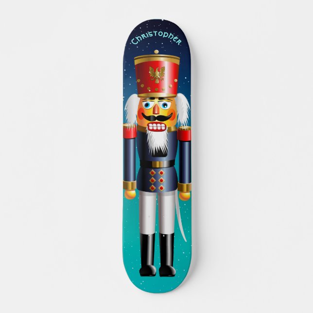 Nussknacker-Spielzeug-Soldat in der blauen Uniform Skateboard (Vorne)