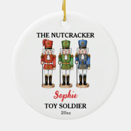 Nussknacker-Spielzeugsoldat Individueller Name Wei Keramik Ornament