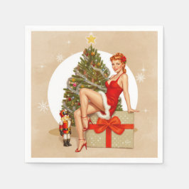 Nussknacker Süße Retro-Pinup-Weihnachtsservietten Serviette