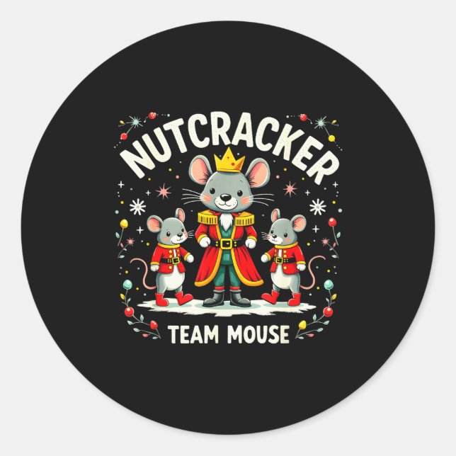 Nussknacker-Team-Maus-Weihnachts-Ballett-Geschenk- Runder Aufkleber (Vorderseite)