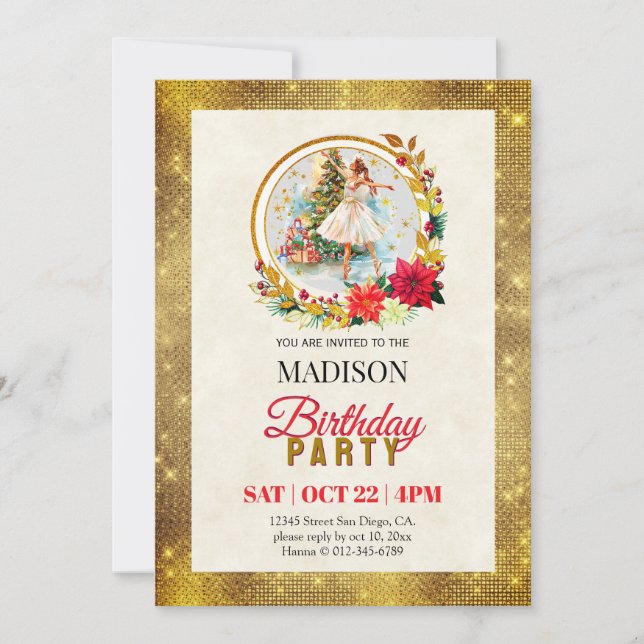 Nussknacker Weihnachten Ballerina Geburtstag (Vorderseite)