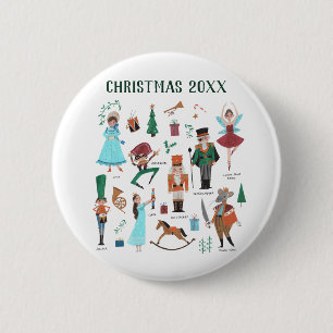 Nussknacker-Weihnachts-Ballett in individuellem De Button